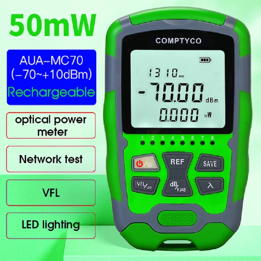 4 In 1 Multifunction Fiber Network Cable Tester AUA-MC70 Optical Power Meter -70~+10dBm Visual Fault Locator 1-50MW VFL FTTH OPM