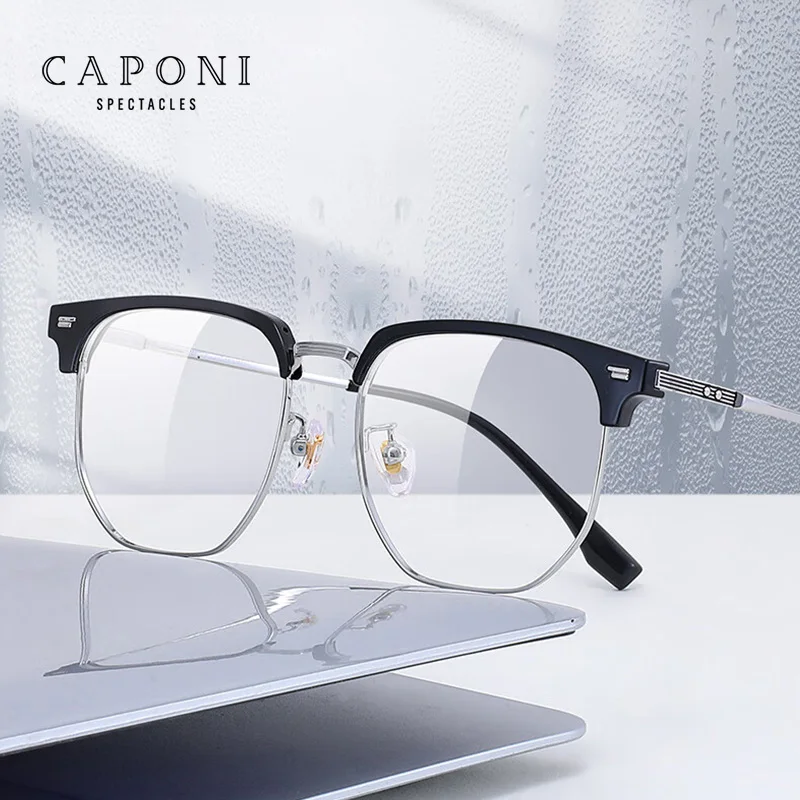 CAPONI Очки в титановой оправе J23604 мужские винтажные классические брендовые