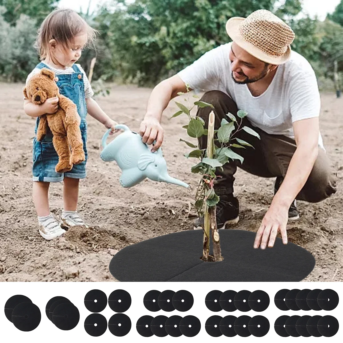

5/10pcs 6 Sizes Non-woven Fabric Tree Mulch Ring Thickened Tree Weed Barrier Mat Durable Round Tree Protector Mat