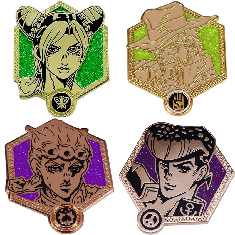 Golden Josuke Jolyne Cujoh Giorno Giovanna Pin Anime Brooch Enamel Pin Cartoon Anime Metal Badge Jewelry Accessories