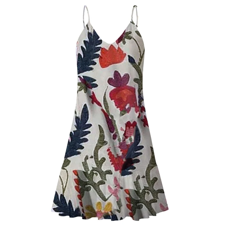 

Женское мини-платье с V-образным вырезом и цветочным принтом