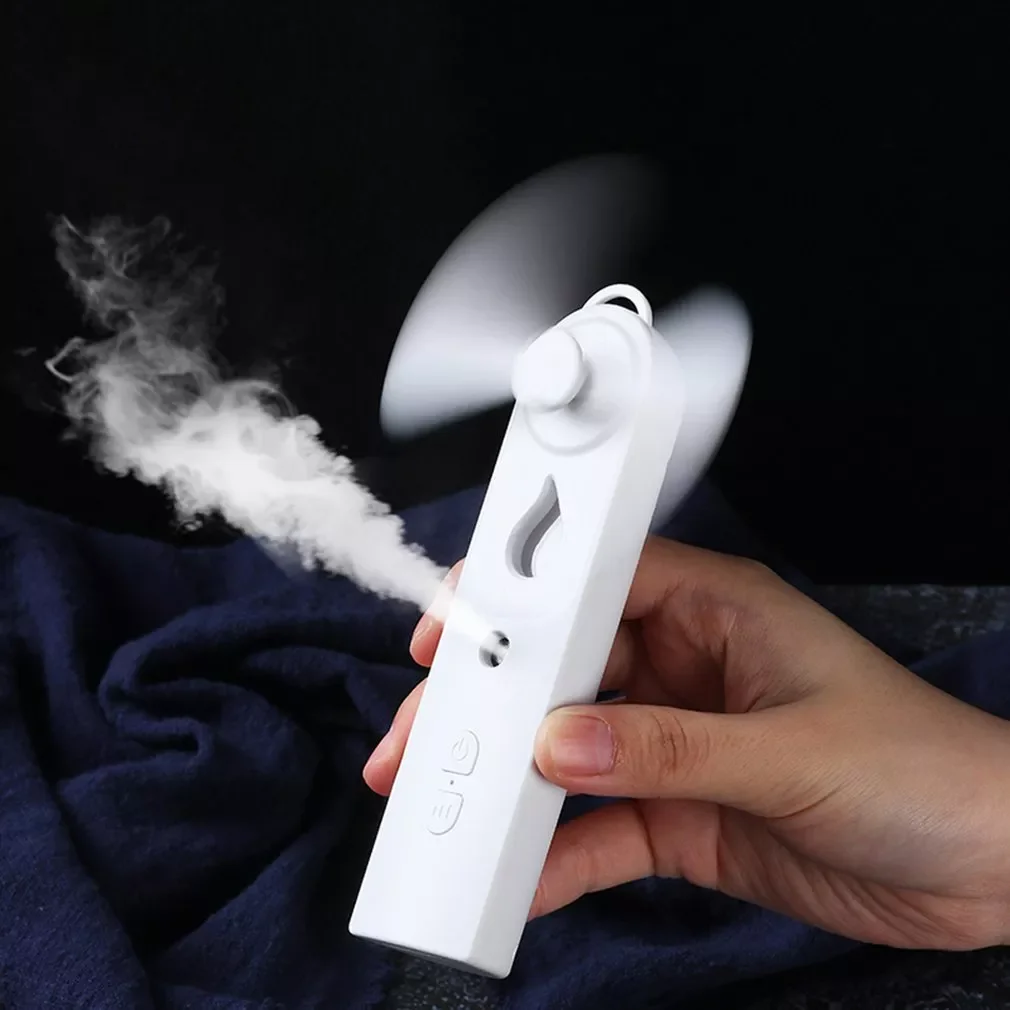 

USB Rechargeable 2 In 1 Mini Fan Steamer Facial Humidifier Face Mister Spray Cooling Portable Small Air Humidifier Spray Fan