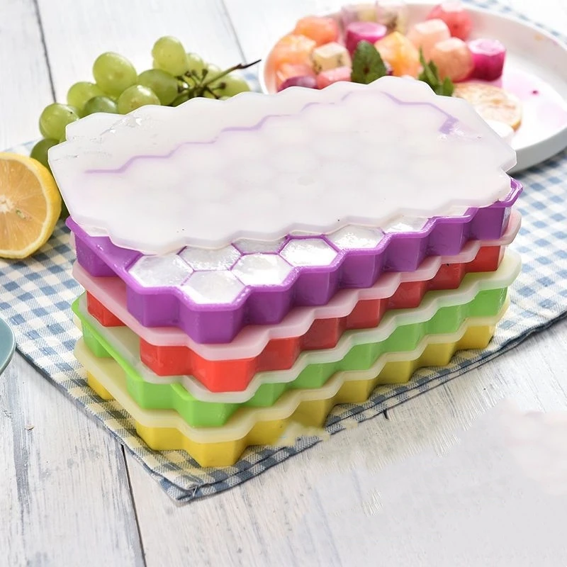 

Creative Honeycomb Ice Cube Tray Mold Reusable Silicone Ice Molds With Removable Lids For DIY Homemade Kitchen Accessories Tools
