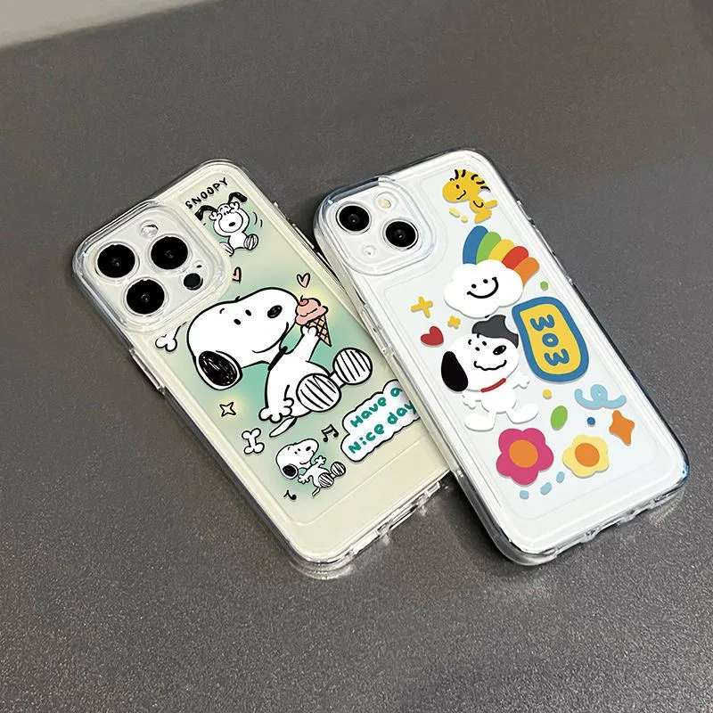 

Snoopies Clouds Rainbow Ice Cream Phone Case For iPhone 14 13 12 11 Pro Max X XR XS MAX 7 8Plus Back Cover