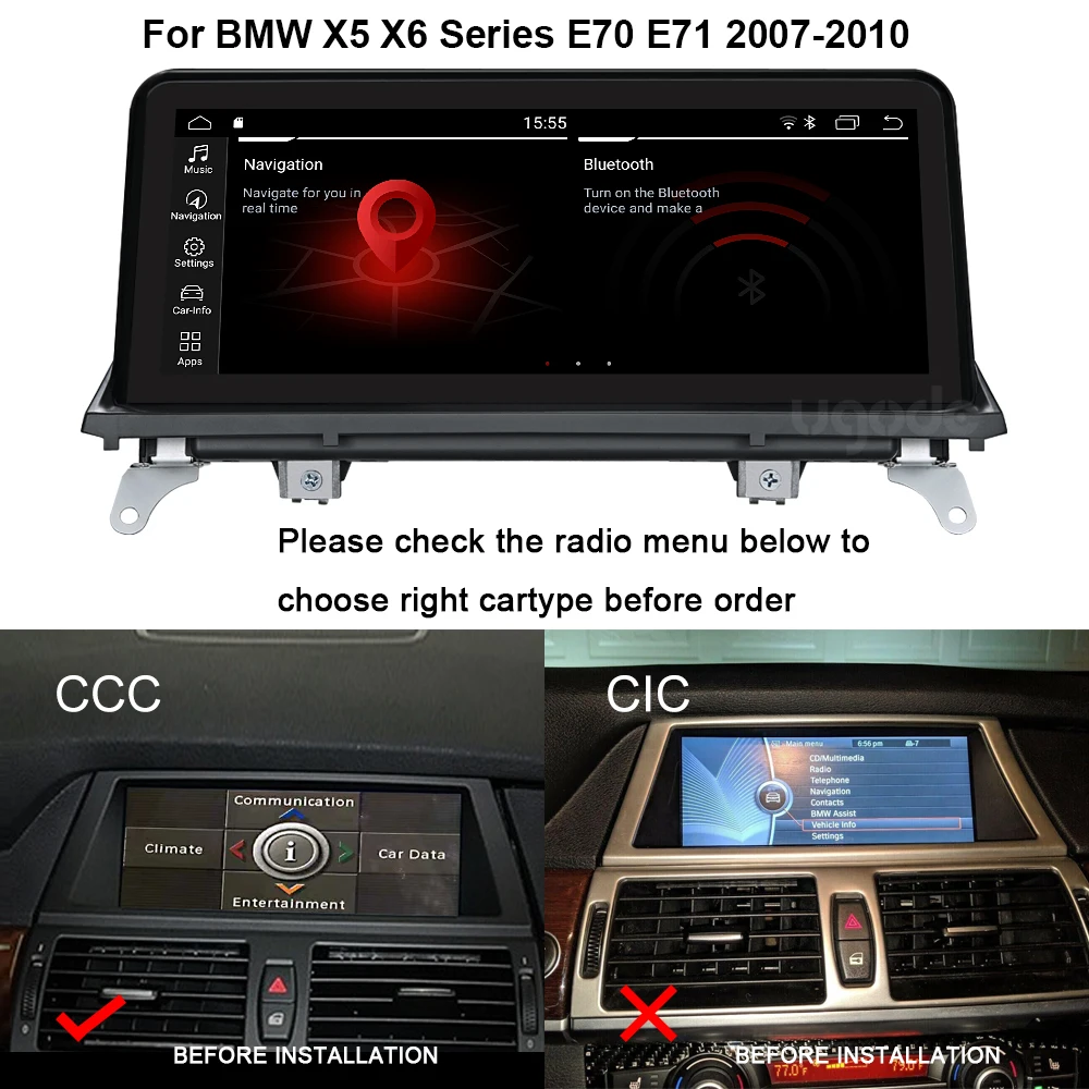 10.25-дюймовый дисплей Android с функцией Bluetooth для авторадио BMW CCC CIC NBT Ugode для X5 X6 E70 E71 F15 F16.