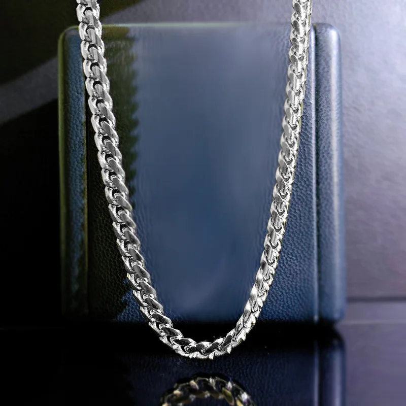 

New ins net red same S925 silver Cuban chain bone chain simple plain chain nude chain fashion necklace