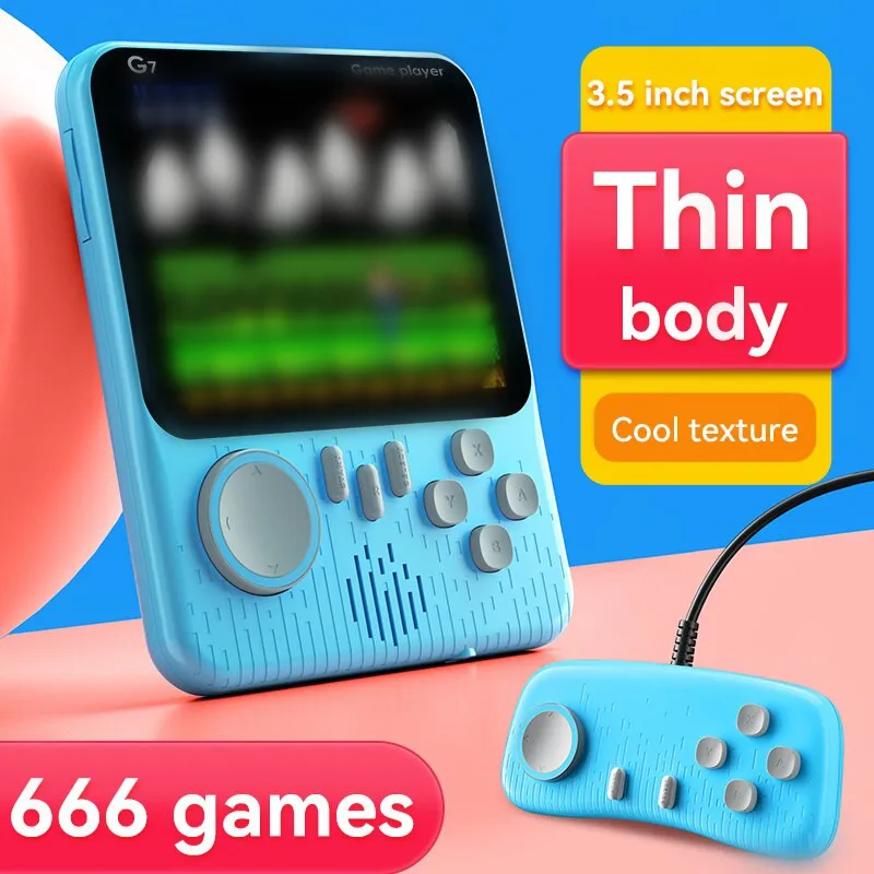 

Игровая консоль G7, 3,5 дюйма, Сверхтонкая, многоцветная, с 666 цветным экраном, ретро-консоль для детей