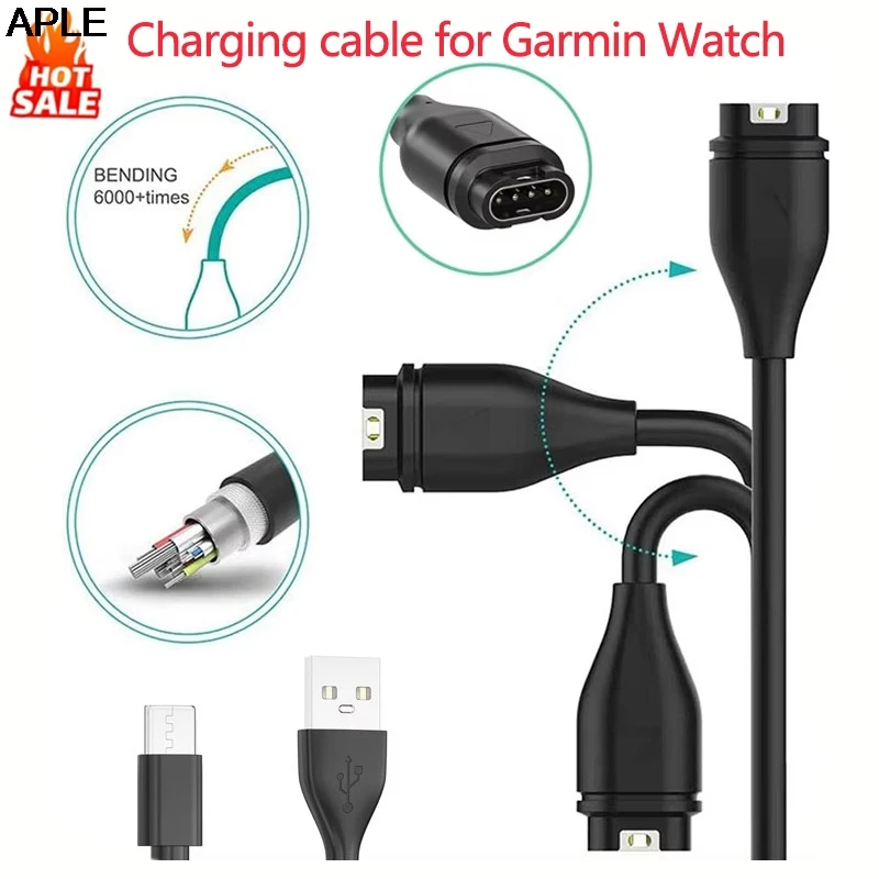 Фото Кабель зарядного устройства Tpye-c/USB для Garmin Fenix 8 7 7S 7x X5 5S 5X Plus 6 6S 6X Pro, Forerunner 255 45 55, Vivoactive 5 №1