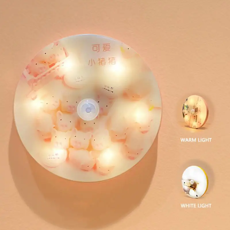 

1Pc Small Night Light Color Printing Smart Human Body Induction Gift Corridor Night Induction Atmosphere Lamp Home Accessories