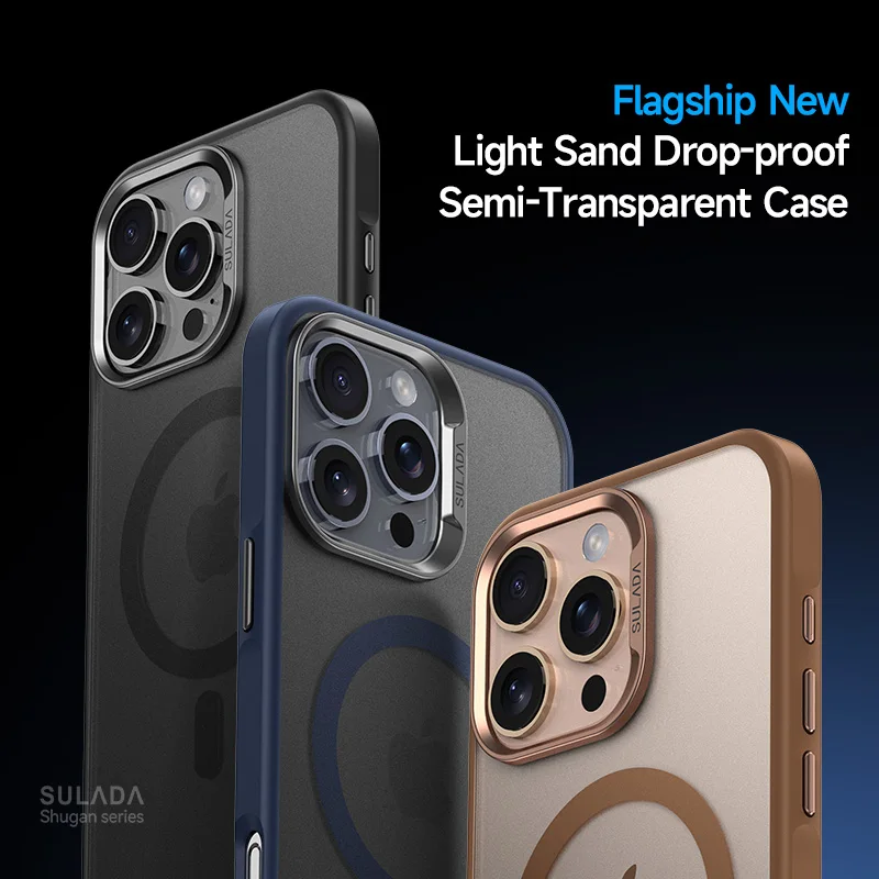 Приятный для кожи чехол iPhone 16 Pro Max SULADA Удобный телефона с магнитной серой