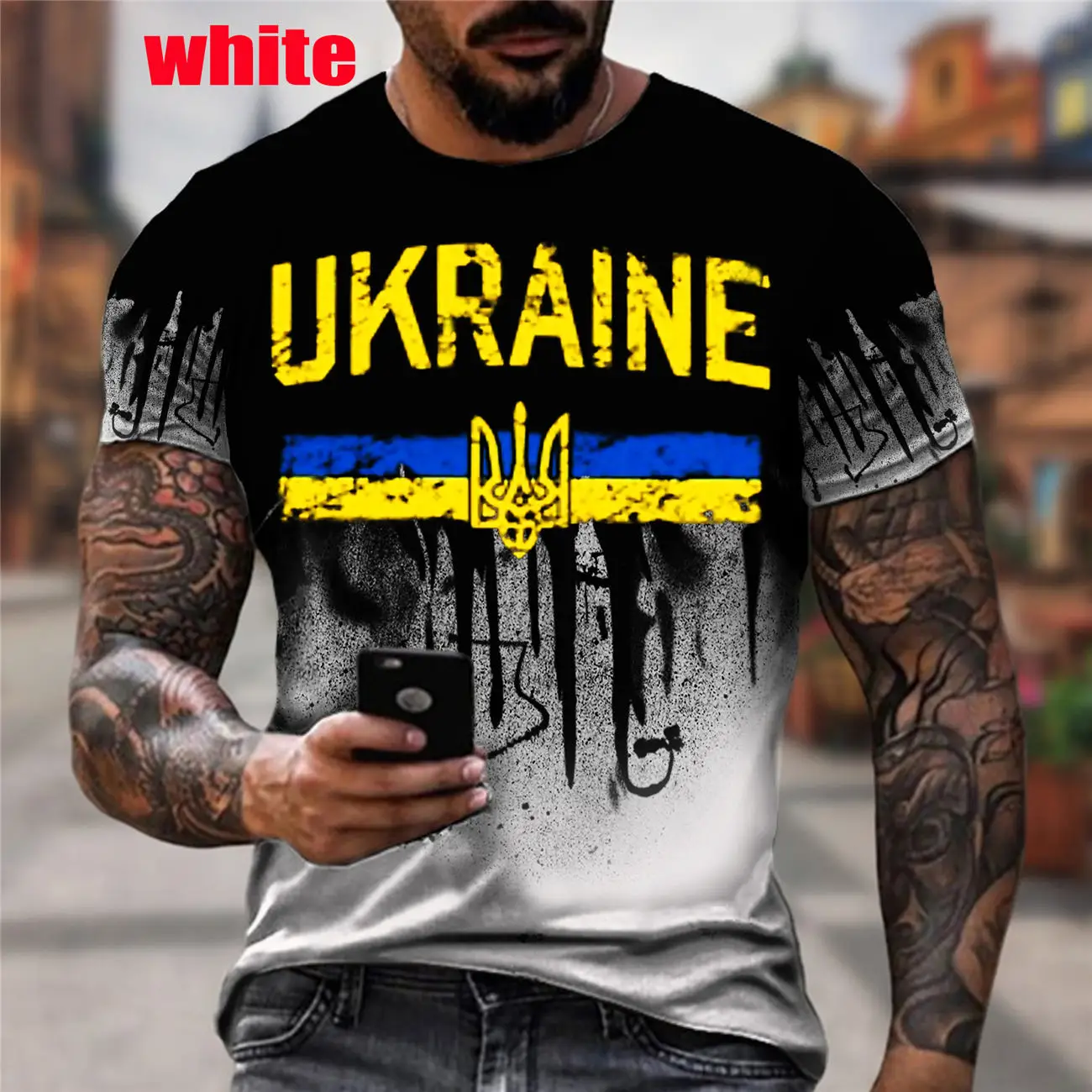 

Camouflage Ukraine Flag Mens T Shirts Summer Oversized Loose Vintage Clothing Camo Short Sleeve Fashion Letters Casual Clothing