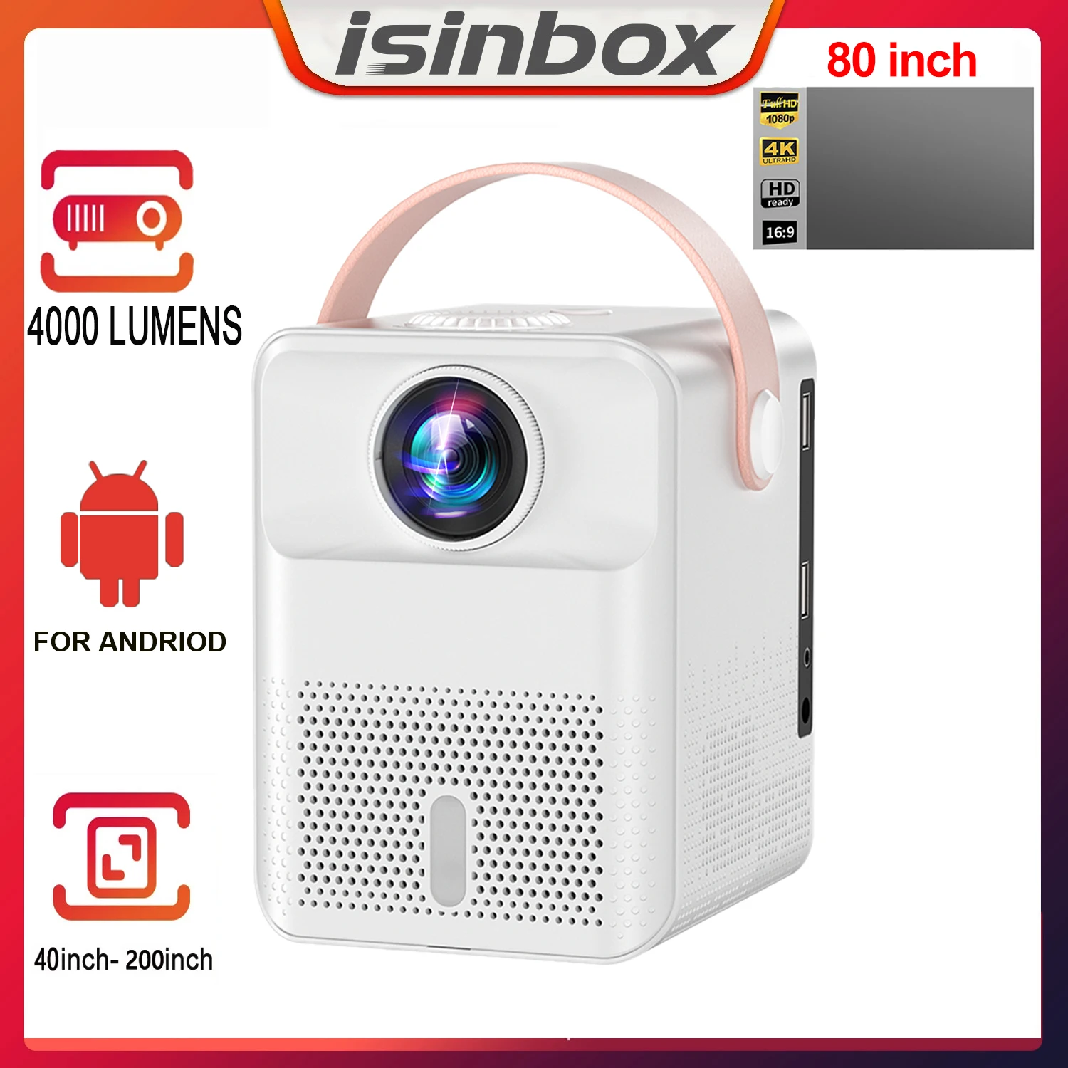 Проектор ISINBOX X8 Android портативный домашний кинотеатр 1080P HD видео Bluetooth проектор 4000
