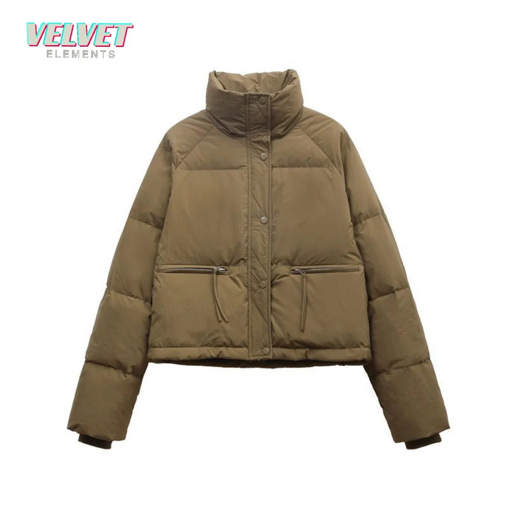 VelvetElements Women Winter Jacket Thick Stand Collar Warm Short Parkas Women Winter Coat Elegant Cotton Padded Jackets Female