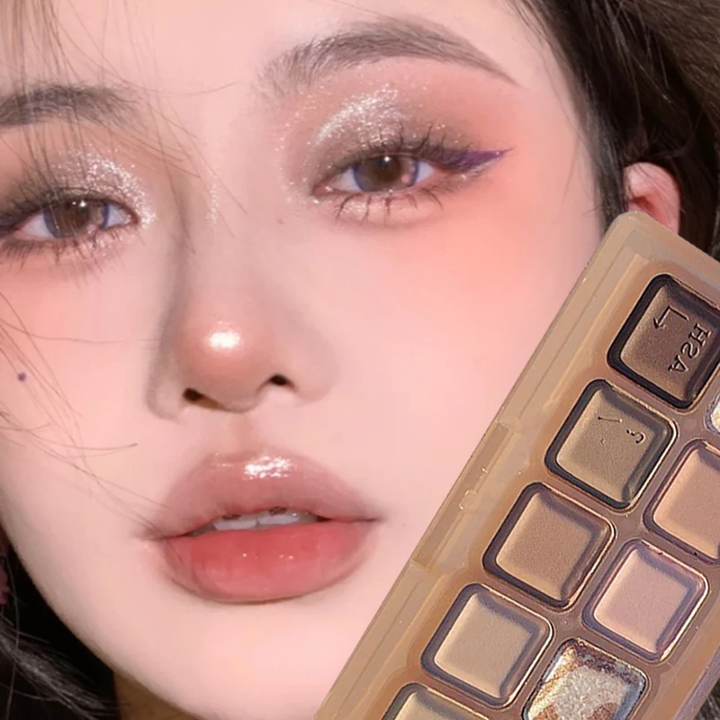 

10-color Eyeshadow Palette Grey Pink Cute Color Pearly Matte Glitter Eyeshadow Natural Long-lasting Shimmer Eye Makeup Pigment