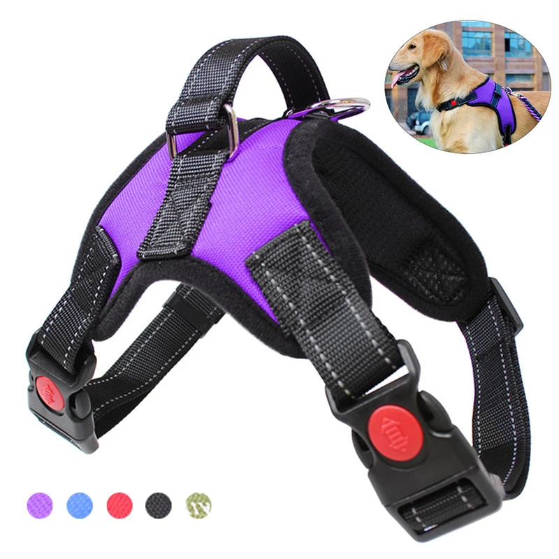 

Blue Dog Harness Collar with Handle Adjustable K9 Outdoor Training Pet Vest Reflective Small Medium Large Big Dogs Chest Strap
