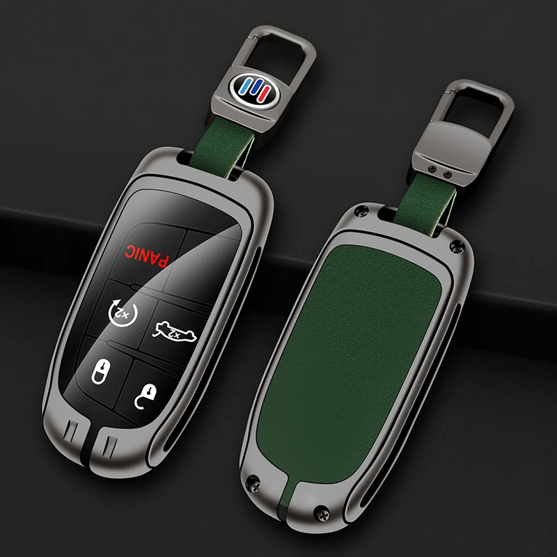

Zinc Alloy+LeatherTPU Car Remote Key Bag For Jeep Grand Cherokee Fiat Freemont Dodge Charger Challenger Durango Journey Renegade