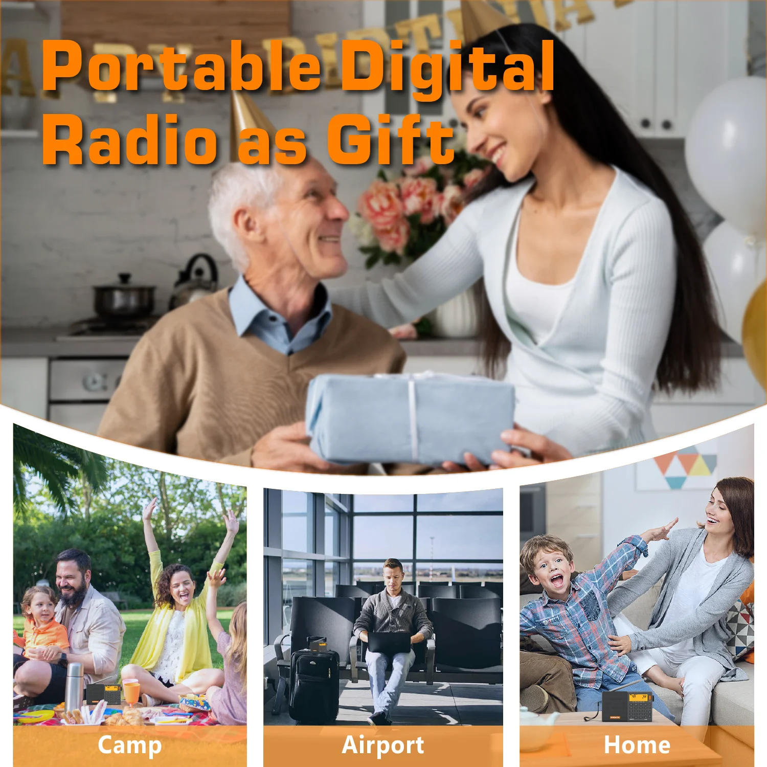 Портативная стереорадио AM/FM/SW/MW SSB AIR RDS со встроенным динамиком