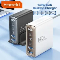 Настольное зарядное GaN устройство Toocki 140 Вт на 2 USB-A и 3 USB-C порта c цифровым дисплеем