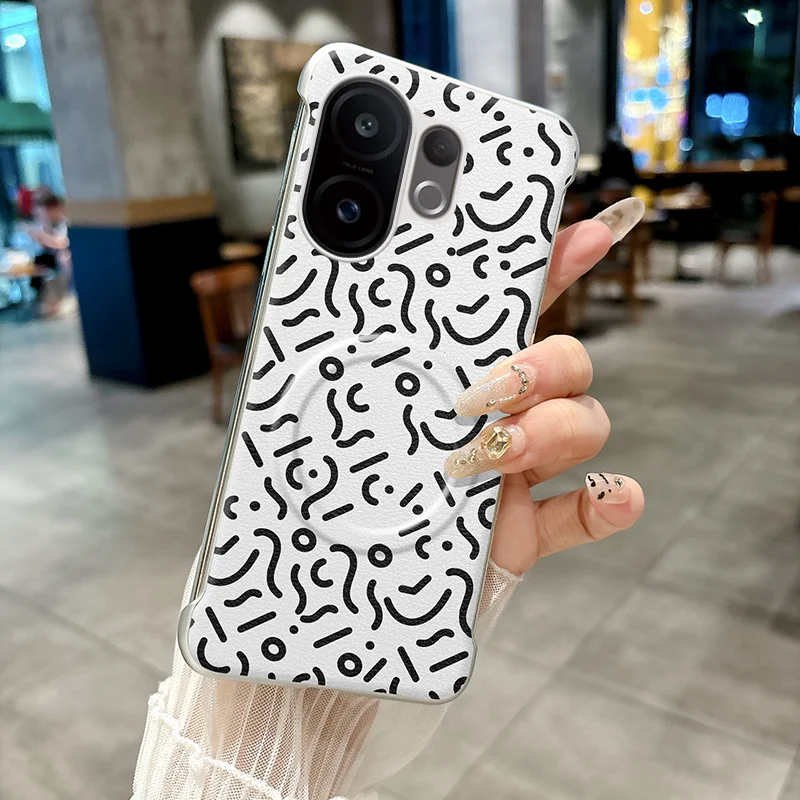 Фото Чехол с граффити для Vivo S30Pro Mini X200FE S20Pro, роскошный кожаный чехол с магнитным притяжением, поддержка беспроводной зарядки, матовый корпус №5