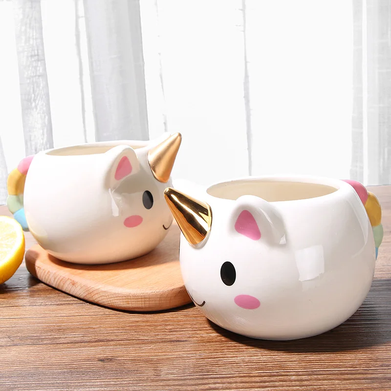 

300ml 3D Unicorn Mug Creative Ceramic Coffee tea Cup Cute Cartoon Unicorn Mugs Novelty gifts Porcelain milk Cup for office HOT
