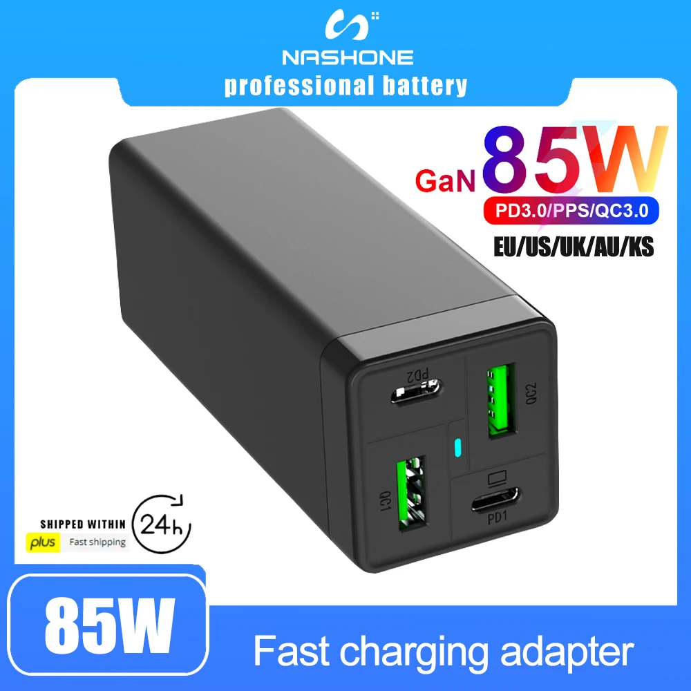 

85W USB C Charger UVOOI GaN Tech PD 65W PPS 33W QC 18W Fast Charger Desktop USB-C Charging Station for iPhone Samsung MacBook