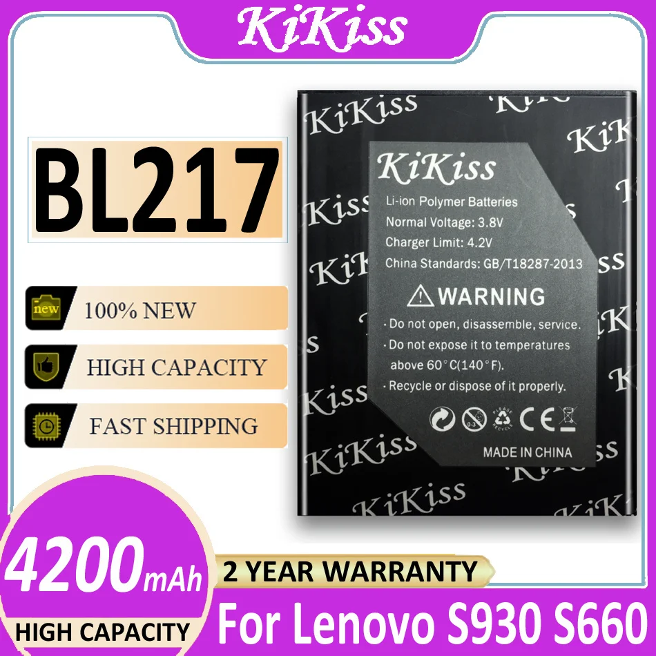 

Оригинальный аккумулятор KiKiss Φ BL 217 BL217 4200 мАч для Lenovo S930 S660 S939 S938t Bateria
