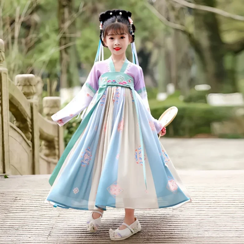 Детское женское китайское платье ханьфу ретро Повседневное для девочек с