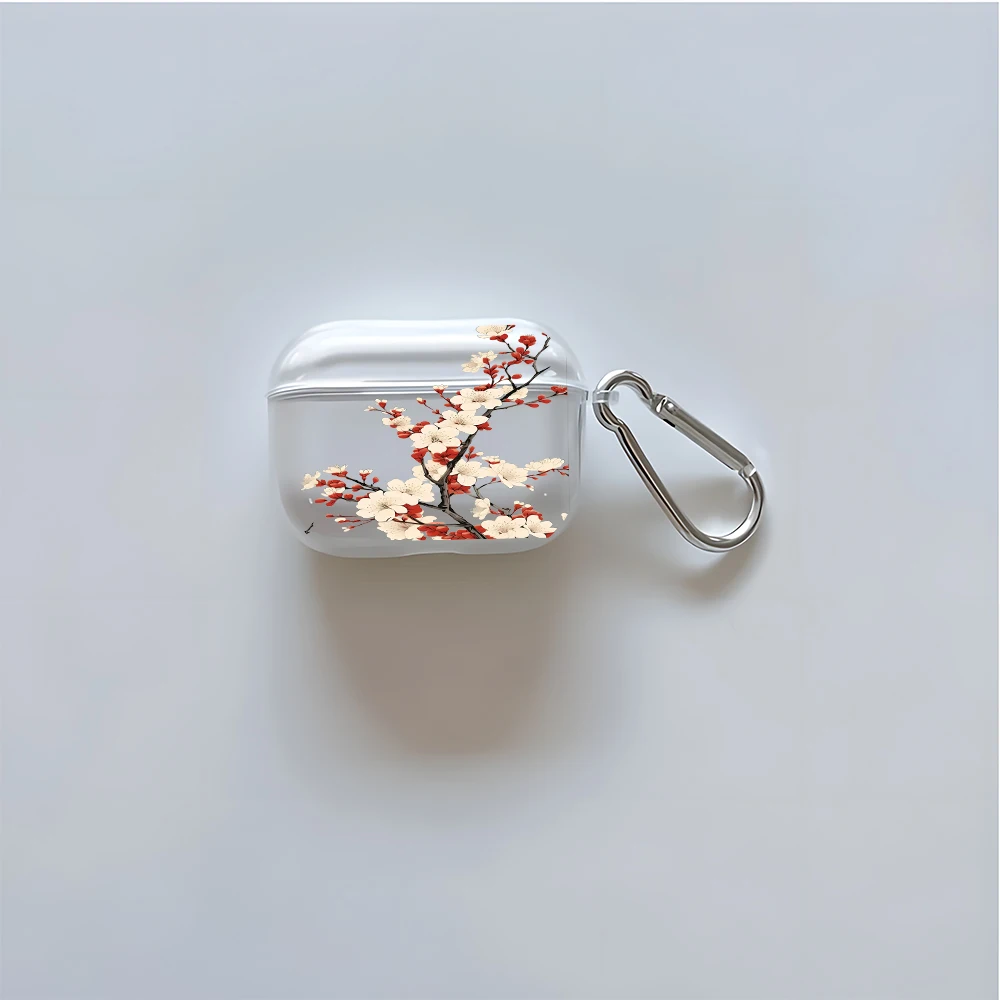 Фото Прозрачный чехол для наушников с принтом в виде ветки сливы для AirPods Pro 3/Pro 2/Pro, защитный чехол из TPU для AirPods 4/3/2/1 №5