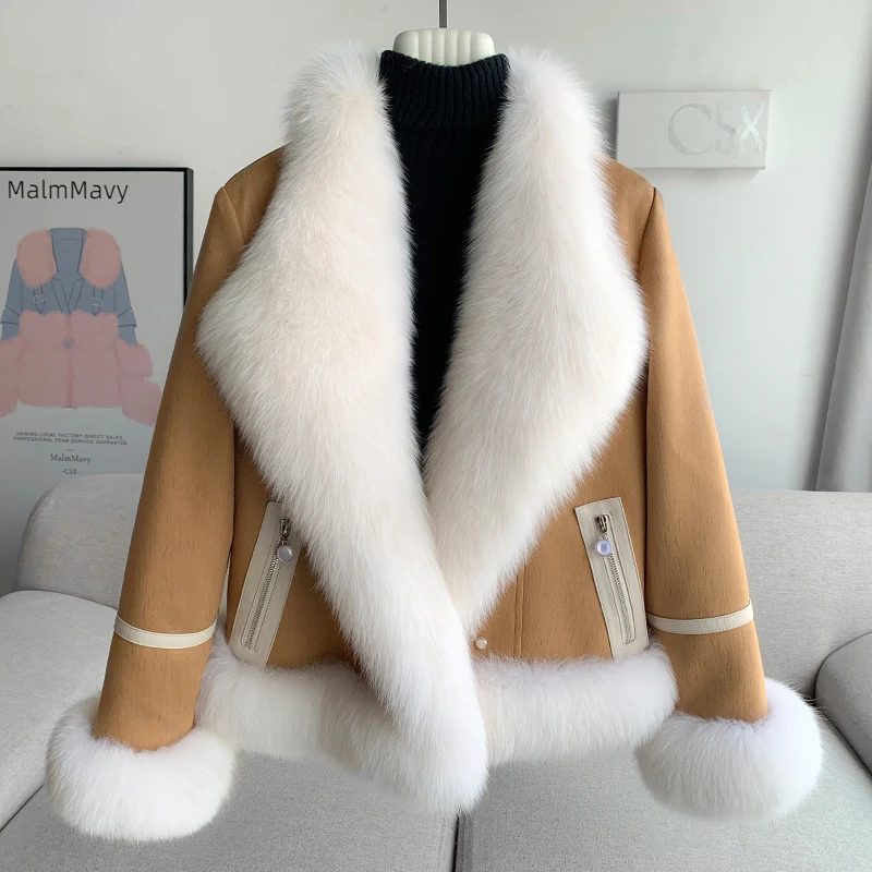 Женская зимняя куртка из искусственной замши с подкладкой утиного пуха и