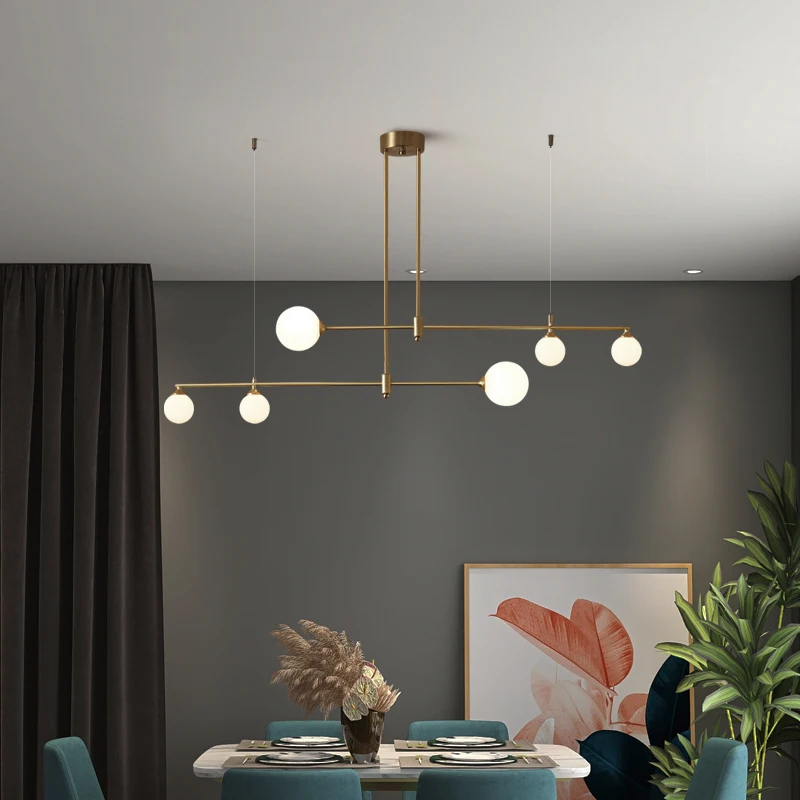 New Nordic Chandelier For Dining Room Kitchen Living Room Lounge Celling Pendant Lamp Copper Gold Design Suspension Light G9