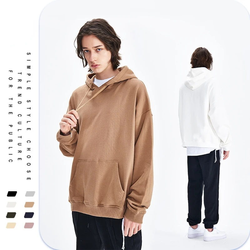 

Новинка Осень-зима 2022 однотонный мужской свитер с капюшоном из 100% хлопка свободного покроя с длинными рукавами Толстовка с юшоном