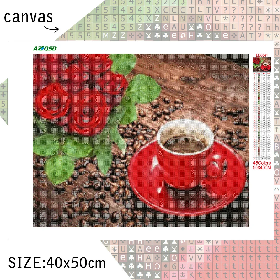 AZQSD Full Round Drill Diamond Painting Cartoon Coffee 5D Home Decor Needlework Embroidery Sale Rhinestones Pictures | Дом и сад