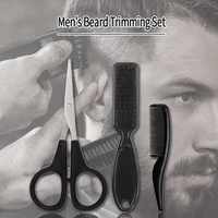 professional men mustache trimming tool set black shave beard brush mustache scissors facial cleansing accessories
