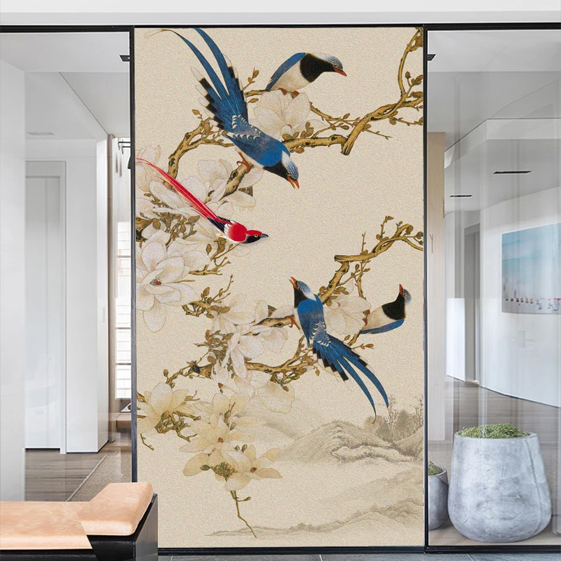 

Birds Decorative Window Film Privacy Frosted Glass Sticker Heat Insulation and Sunscreen Adhesive sticker for Home