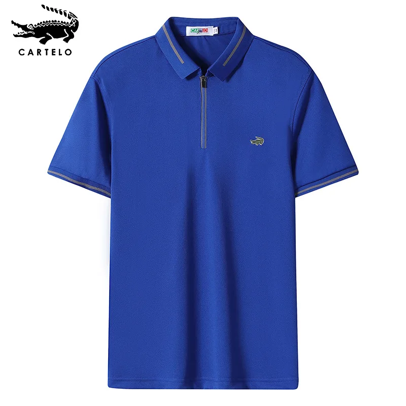 

Cartelo men's solid color polo shirt business casual 2022 top quality crocodile Logo Shirt Men's T-shirt