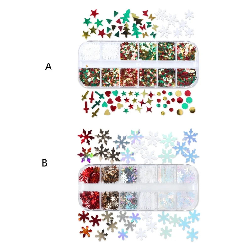 

95AB 1 Set Christmas Nail Sequins Decorative Toy for Kids&Adults with Christmas Pattern Relieve Pressure