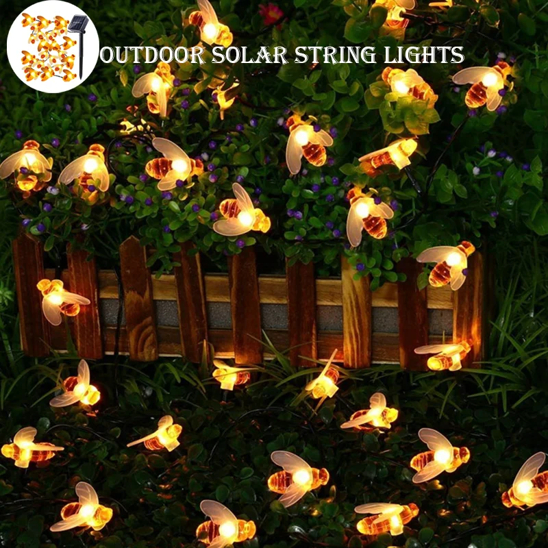 

Outdoor Solar String Lights Cute Bee LED String Lights Christmas Solar String Lights Road Landscape Lights Garden Fences Patio