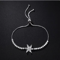 fashion romantic flowers cubic zircon bracelet for women personality simple shiny friendship bracelets party jewelry wholesale