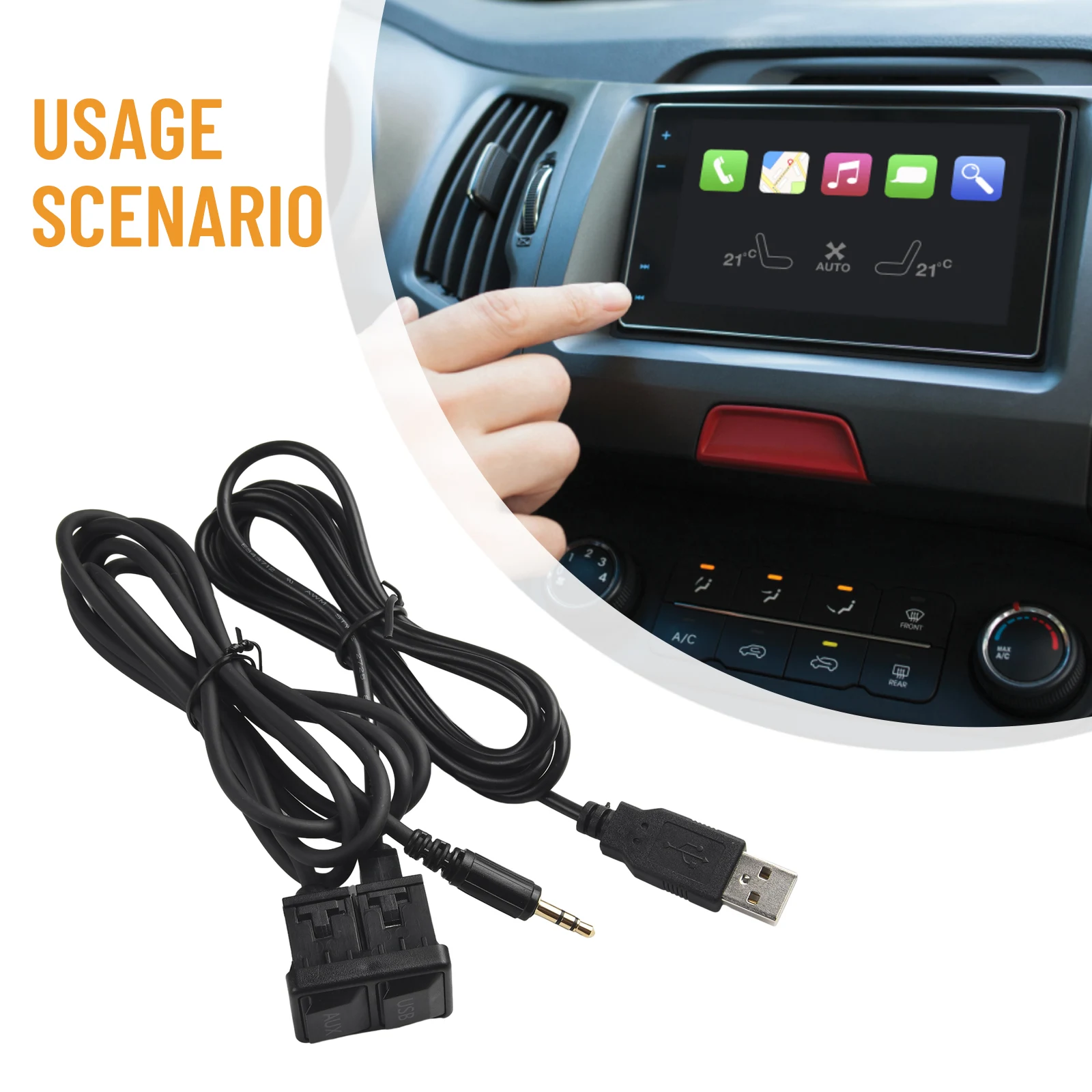 

Автомобильный USB-кабель AUX, 3,4*2,3 см