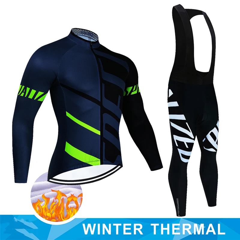 

Pro Team 2023 Winter Thermal Fleece Cycling Jersey Set Long Sleeve MTB Bicycle Cycling Clothing Maillot Ciclismo Bike Clothes