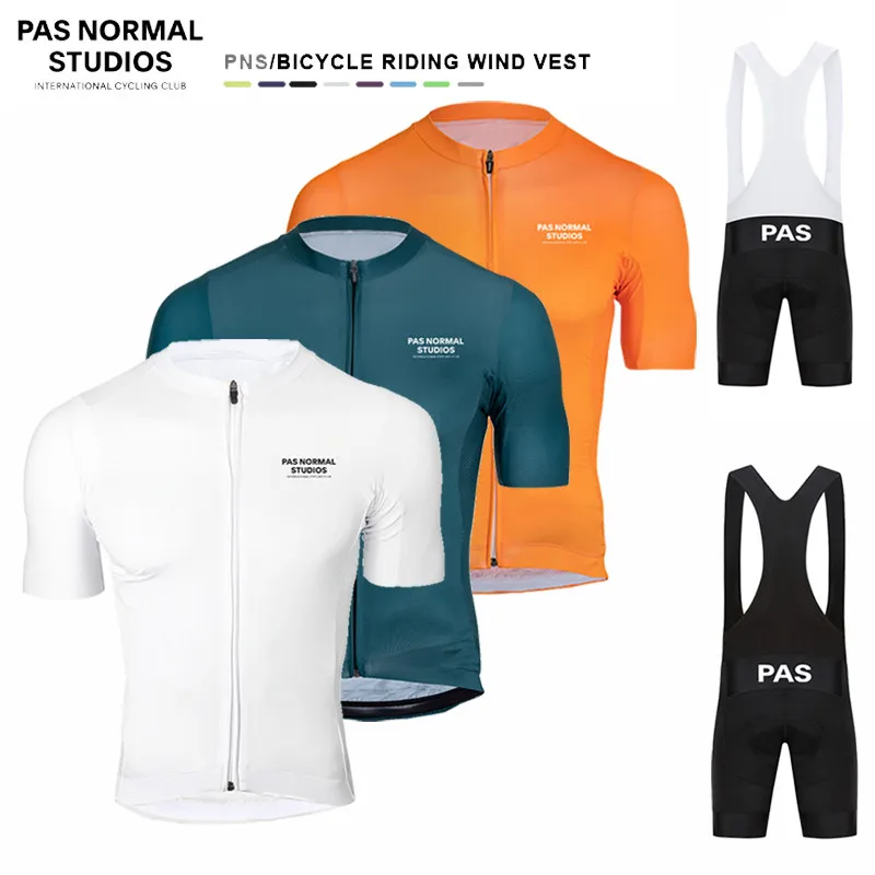 

PNS Men Short Sleeve Bicycle Shirts Maillot Clothing Pas Normal Studios Cycling Jersey Set 19D Bike Shorts Set MTB Ropa Ciclismo