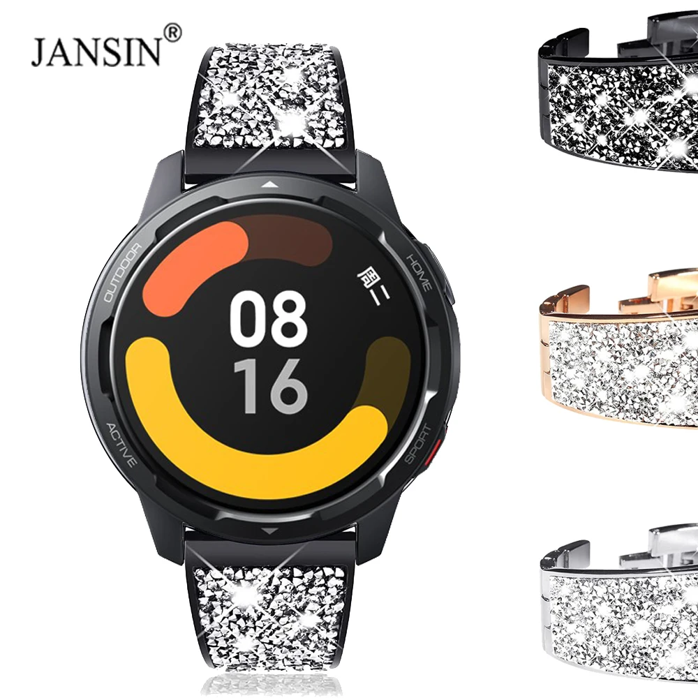 

Браслет из нержавеющей стали с бриллиантами для Mi Watch Color 2, ремешок для Xiaomi Watch Color 2, аксессуары для часов