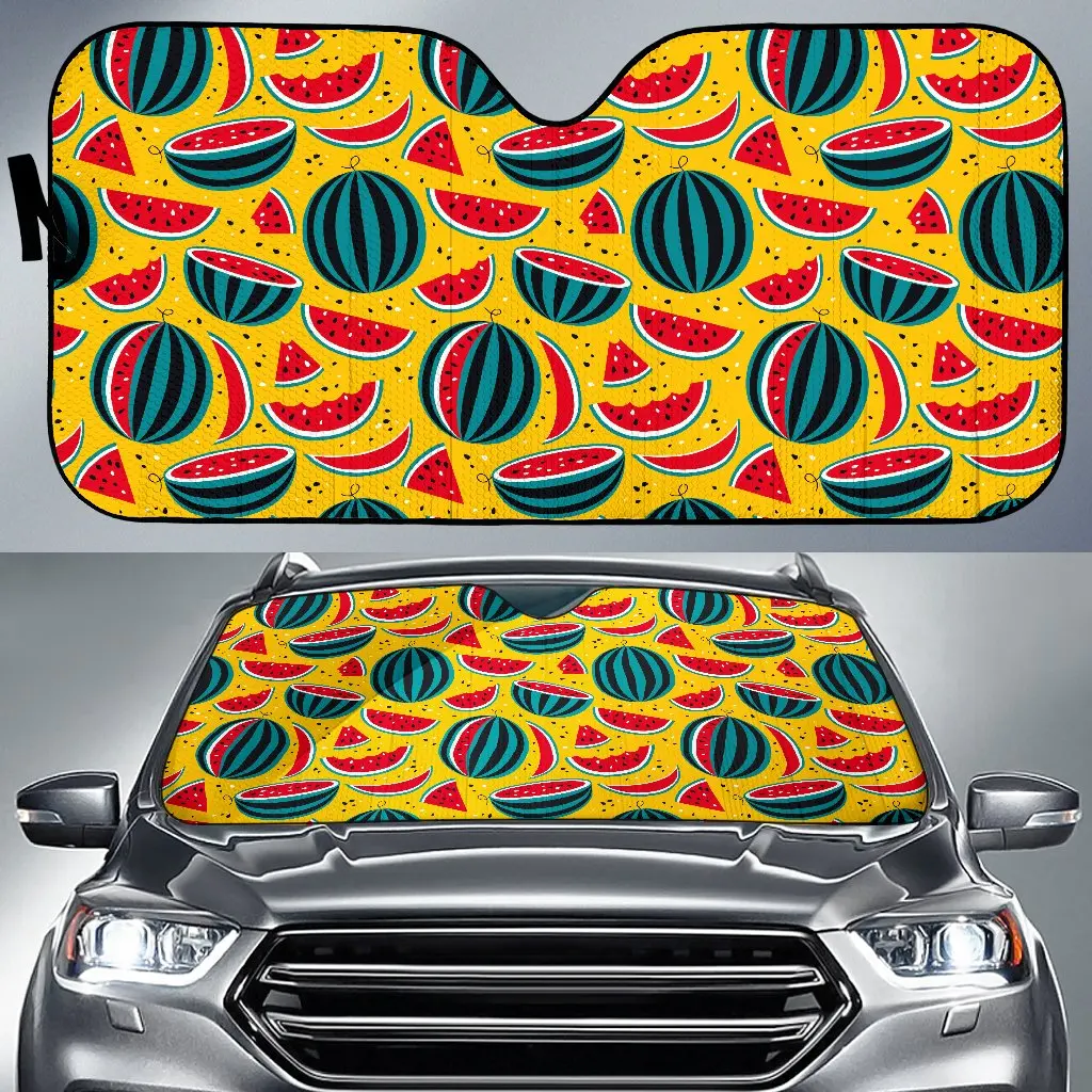 

Yellow Watermelon Pieces Pattern Print Car Sun Shade