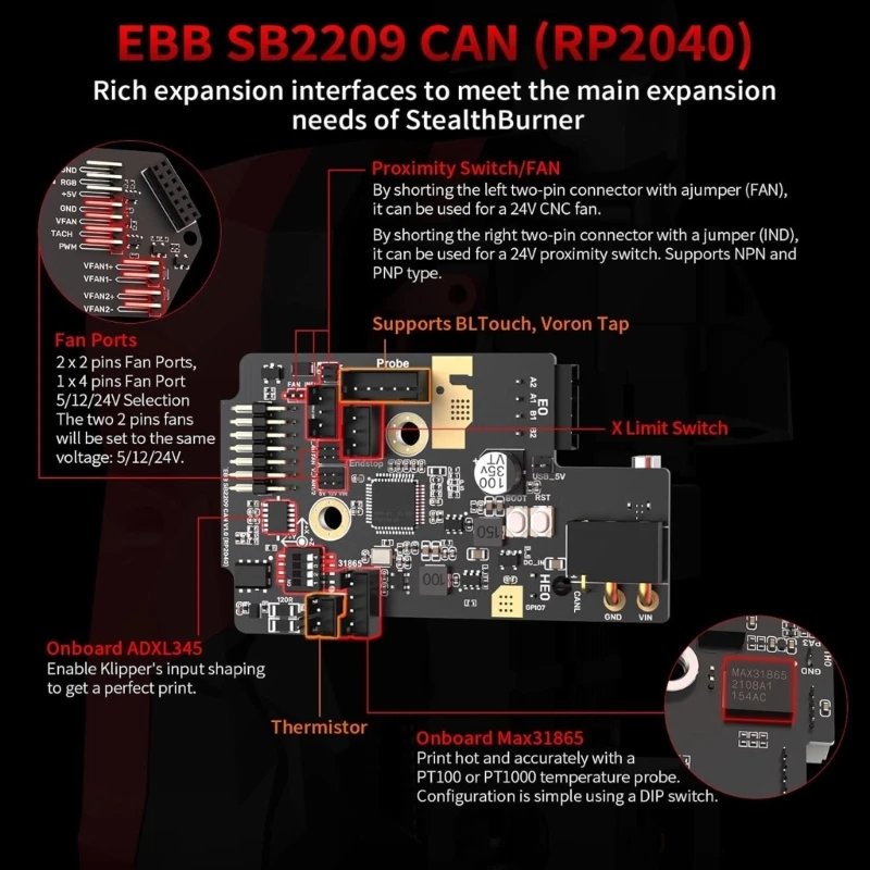 EBB SB2209 (RP2040) CAN-плата для 3D-принтера Voron StealthBurner Hotend Прямая поставка