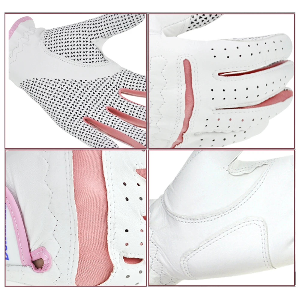 BraceTop 1 Pair Fashion Women's Golf Gloves Micro Soft Fiber Breathable Anti-Slip Left and Right Hand Sports Gloves Women Girls