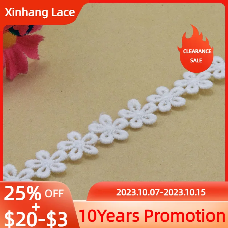 

20 ярдов, 1,5 см, белая кружевная Полиэстеровая вышитая кружевная лента, ткань для шитья, гипюр, отделка «сделай сам», основовязание, аксессуары для одежды, 3752