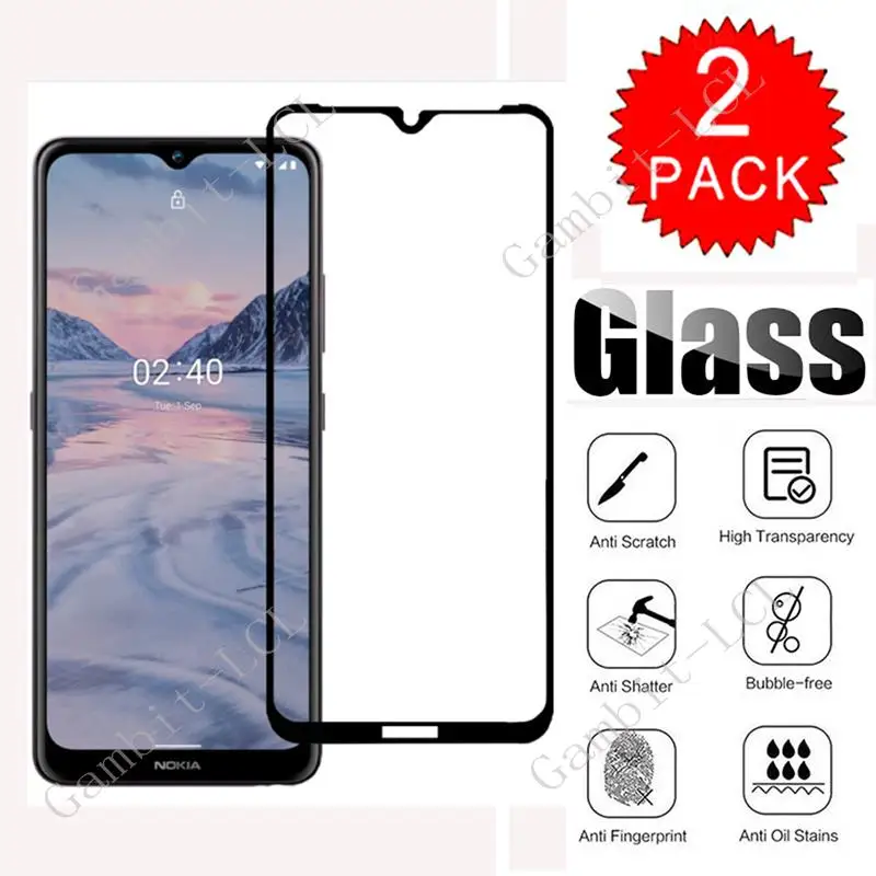 

2PCS 9H HD For Nokia 2.4 6.5" Screen Protector Full Glue Tempered Glass Protective Cover Film On Nokia2.4 TA-1277, TA-1275