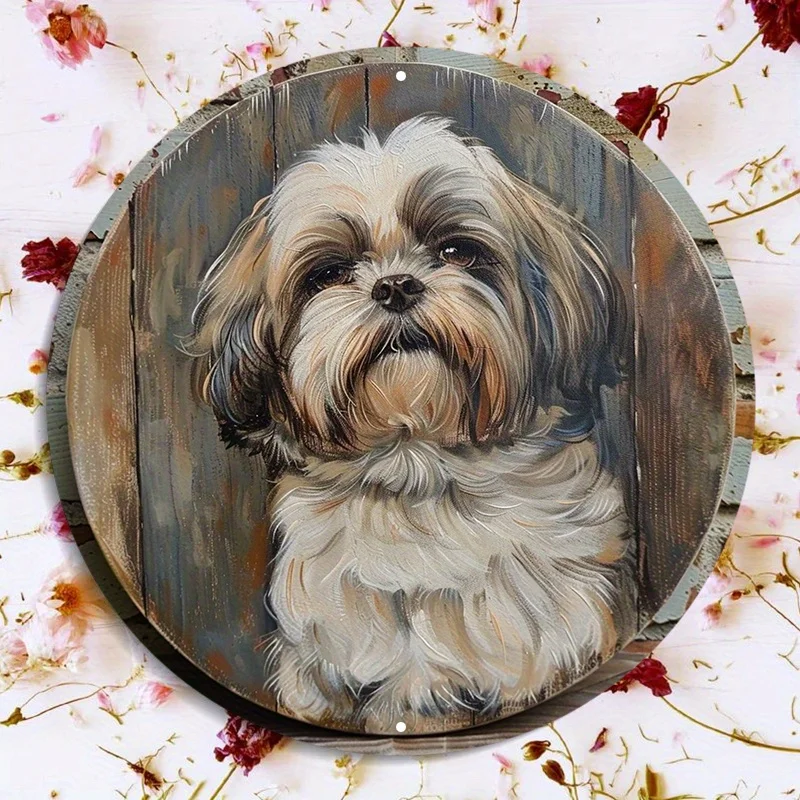 

Алюминиевый настенный знак Shih Tzu Dog, устойчивый к ультрафиолетовому излучению и царапинам, удобный в использовании, уличный и внутренний декор, художественный дисплей, милый