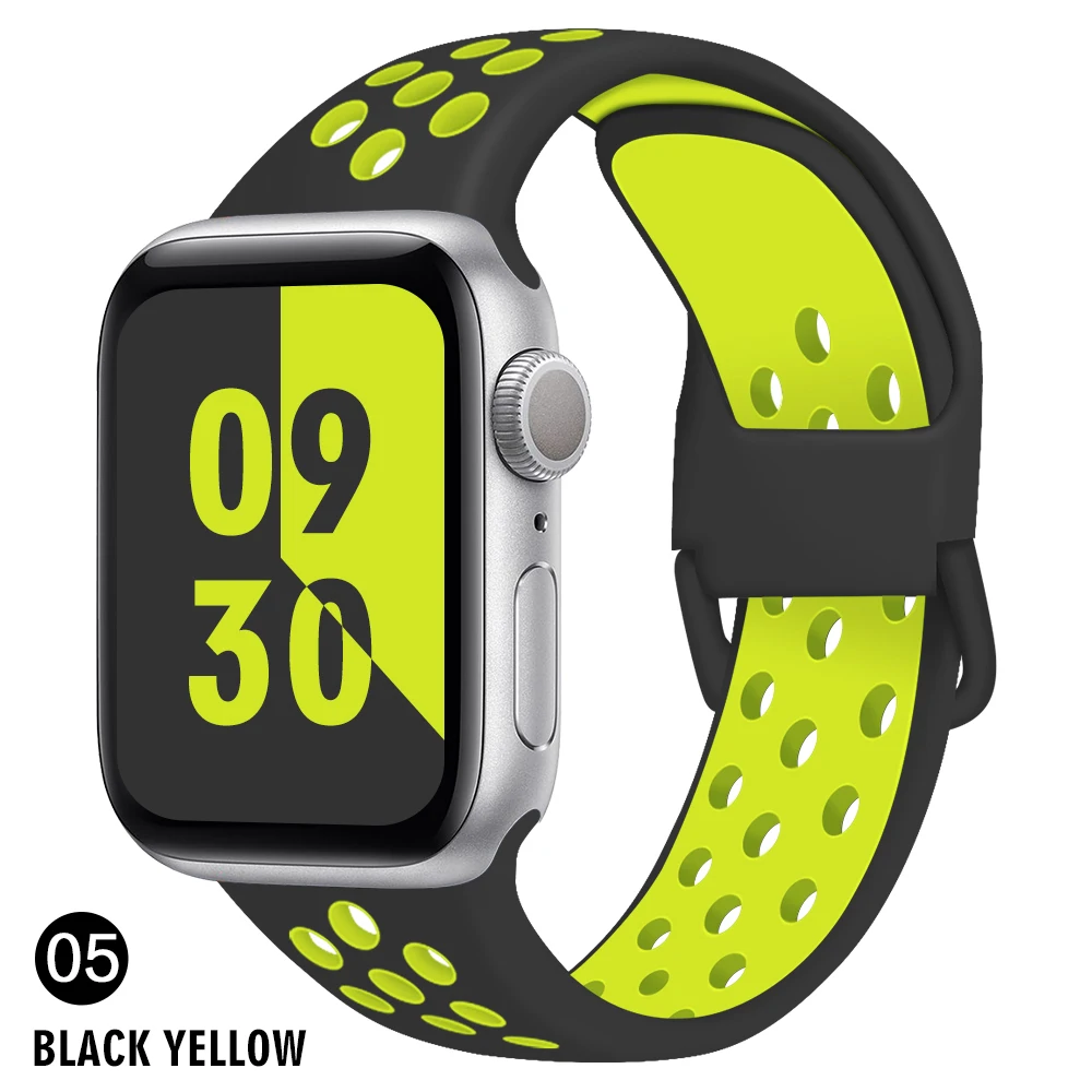 

Soft Silicone bracelet correa Band for Apple Watch Series 3 42 38 Rubber Strap for iWatch 4 5 6 SE 7 8 Ultra 41MM 45MM 40 44 49