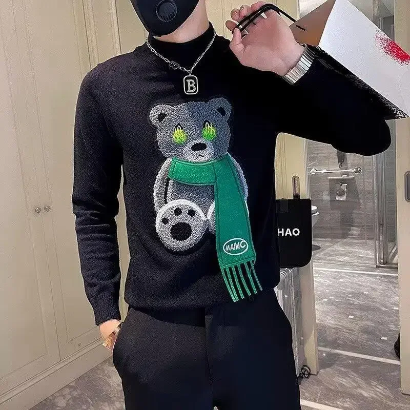 Осень/зима мужской свитер с высоким воротником до половины поло повседневный